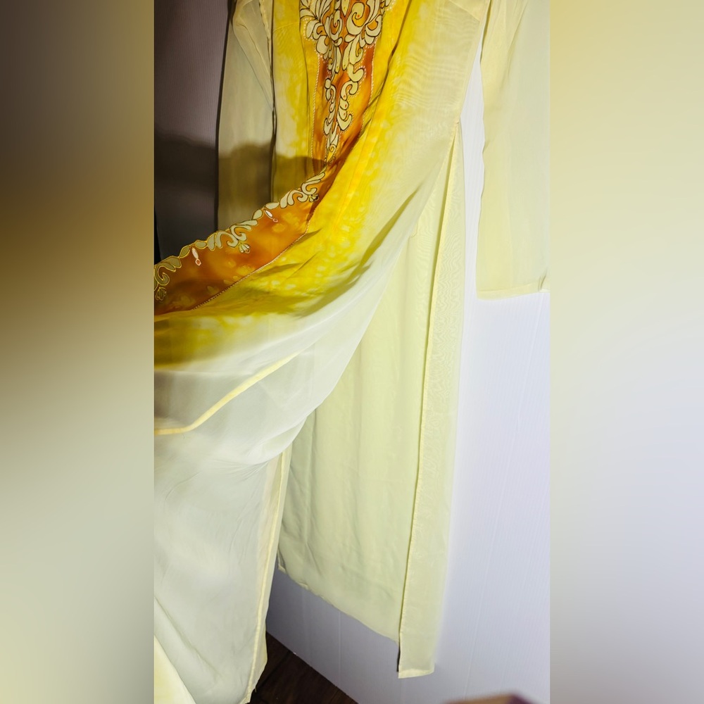 Handmade one of kind Yellow and Gold Long Dress size small - Picture 5 of 8